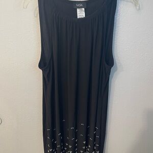 MSK Black Sleeveless Dress with Pearl Accents
